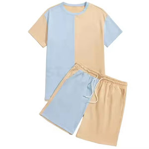 Ensemble de shorts 2 pièces en coton respirant pour homme, vêtements de sport d'été, survêtement athlétique à séchage rapide, t-shirt à manches courtes et shorts de course - Product Image 1