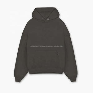 Vente en gros de vêtements de rue de haute qualité sweat à capuche en coton épais surdimensionné avec épaules tombantes sweat à capuche personnalisé recadrée délavé à l'acide pour hommes - Product Image 6