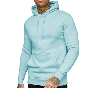 Sudadera con Capucha Azul Cielo para Hombre, Corte Regular, Felpa de Algodón, Informal, con Bolsillo Tipo Canguro 2026 - Product Image 1