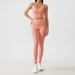 Conjunto Deportivo de Yoga para Mujer, de Alta Calidad, Transpirable y Ligero, con Top Deportivo y Leggings de Alta Elasticidad, Cintura Elástica, 2 Piezas, para Uso Diario - Product Image 4