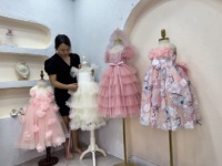 Robe de mariée pour filles, robe de princesse élégante pour enfants, robe de soirée formelle pour adolescentes, robe de bal féerique à fleurs 3D longueur cheville, vente en gros