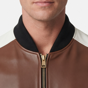<b>Men</b> <b>Leather</b> Bomber <b>Jacket</b> with Zipper <b>Men's</b> <b>Leather</b> <b>Jacket</b> Custom Made <b>Men</b> Side Pockets <b>Leather</b> Bomber <b>Jackets</b> - Product Image 5