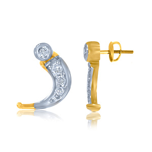 Pendientes de Diamantes de Media Luna en Oro Amarillo, Corte Brillante Redondo, Diamantes Naturales, Diseño Minimalista - Product Image 4