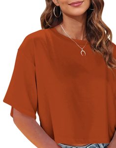 T-shirt court pour femme, col rond, coupe classique, style décontracté, 100% coton, tendance, manches courtes, dernière collection. - Product Image 4
