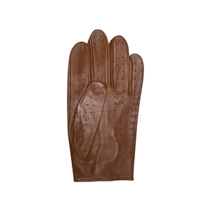 <b>Brown</b> <b>Leather</b> Driving <b>Gloves</b> Soft Cow Aniline Unlined Perforated Breathable Grip Outdoor Classic Fashion <b>Mens</b> Driving <b>Gloves</b> - Product Image 3
