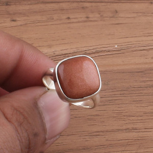 Bague en argent sterling 925 avec pierre de soleil orange naturelle sertie en bélière, bijoux en pierres précieuses scintillantes, vente en gros, coupe brillante, cadeau pour femme - Product Image 3