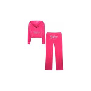 Survêtement personnalisé pour femme en velours, ensemble jogging 2 pièces coupe ample pour homme avec broderie du logo sur le devant - Product Image 3