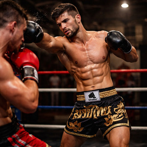 Professional Fightwear Boxing Muay Thai Shorts Custom Embroidery Loose Fit MMA Kickboxing Unisex Training Breathable 100% - Product Image 1