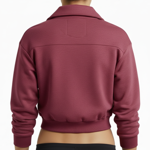 Sweat à capuche oversize en polaire premium pour femme avec fermeture éclair, broderie personnalisée, respirant, 100% coton/polyester pour l'hiver - Product Image 2