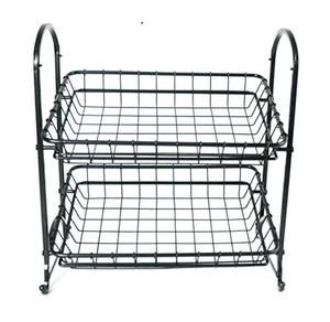 Handicrafts 2 Tier Metal <b>Storage</b> Basket Round Black Wire Basket Stand for Kitchen Sundries Display Decorative <b>Storage</b> Basket - Product Image 6