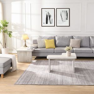 Tavolo da Caffè Rettangolare a L Staccabile Stile Rustico, Tavolo da Pranzo Singolo in Legno 47.24*23.62 Pollici e 35.43*31.49 Pollici, Stile Moderno - Product Image 4