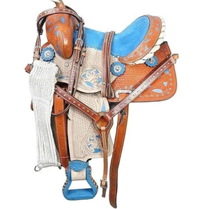 Ensemble de selle de course haut de gamme, artisanal, en cuir, avec arceaux en fibre de verre, étriers, équipement équestre durable et confortable - Product Image 4