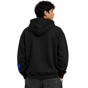 Sudadera con capucha para hombre de chenilla con parche cruzado, negra, de mezcla de algodón y forro polar, con cremallera completa, logotipo personalizado, oversize, multicolor, estilo streetwear, fabricante - Product Image 2