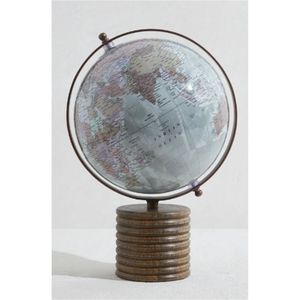 Globo Terráqueo Vintage con Base de Madera Tallada, Soporte de Metal, Decoración de Escritorio, Globo Esférico de Lujo con Mapa Geográfico de la Tierra - Product Image 1
