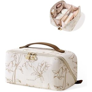 Borsa da Viaggio per Trucco da Donna di Grande Capacità, Impermeabile, Portatile, con Apertura Piatta per Cosmetici e Articoli da Toeletta, Design con Motivi - Product Image 1
