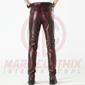 Pantalon en cuir tendance pour homme, léger, imperméable, style streetwear moderne, coupe confortable, pantalon en cuir pour homme en vente en ligne - Product Image 2