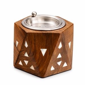 Quemador de incienso árabe Mabkhara con incrustaciones de MOP de madera, cuenco decorativo para incienso, para aromaterapia, fragancia para el hogar, Ramadán y Eid, Mubkhar - Product Image 4