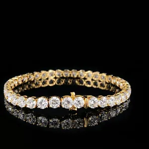 Pulsera de tenis de oro amarillo de 14K con diamantes cultivados en laboratorio de corte brillante redondo, claridad VVS2, color F, certificado IGI, unisex, en tendencia - Product Image 1