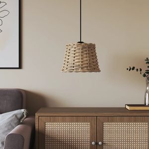 Pantalla de Lámpara de Techo de Mimbre Marrón con Incrustaciones Decorativas de Hierro Medianas, Cubiertas y Pantallas de Lámpara Elegantes - Product Image 3