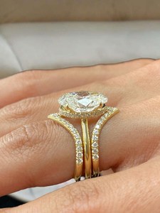 Lab Grown 3.02CT Oval Cut Diamond Cluster Three Band <b>Ring</b> <b>Set</b> 18K Solid <b>Gold</b> For Women's Wedding Party Gift For Lovers Charms - Product Image 5