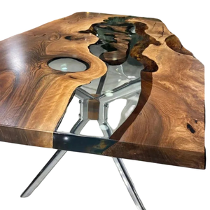 Mesa de Comedor de Resina Epoxi Estilo Rústico Moderno, Diseño Nuevo para Hogar u Oficina, Mueble Versátil, Decoración del Hogar - Product Image 3