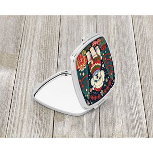 Bichon Frise Navidad compacto viaje maquillaje espejo plegable de mano bolsillo espejo decorativo para mujeres y niñas - Product Image 2