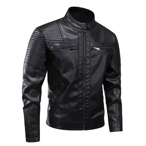 Chaqueta de Motociclista de Cuero PU Verde Oliva para Hombre, Cuello Alto, Cierre de Cremallera, Resistente al Viento, Corte Ajustado, para Otoño - Product Image 6