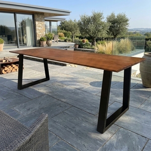 Mesa de Comedor Moderna Minimalista de Madera, Patas Rectangulares de Metal, Estable, Duradera e Impermeable, Muebles para Comedor con Capacidad para 6 Personas - Product Image 3