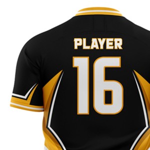 Maillot de football pour homme noir et jaune à col en V, impression sublimée, évacuation de l'humidité, manches courtes, coupe classique, vêtements de sport pour adultes - Product Image 5