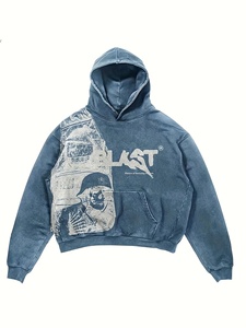 Sweat à capuche vintage premium épais délavé à l'acide pour homme, coupe oversize, streetwear, logo personnalisé, en molleton de coton, décontracté - Product Image 1