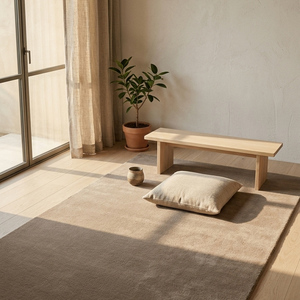 Alfombra Antideslizante de Lana Beige Texturizada, Hecha a Mano, de Pelo Largo, Lisa, para Sala de Estar, Dormitorio, Comedor, Hogar Moderno - Product Image 4