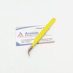 Pince à épiler de type courbe J en or rose couleur jaune extensions de cils à poignée diamantée en acier inoxydable de haute qualité pince à épiler durable - Product Image 6