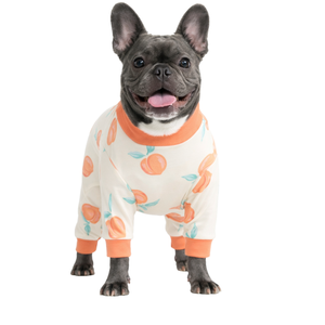 Dog Pajamas Onesie Peaches Print Soft Stretch Pet Sleepwear Cozy Breathable All Season Nightwear For Small Medium Dogs Indoor - Product Image 1