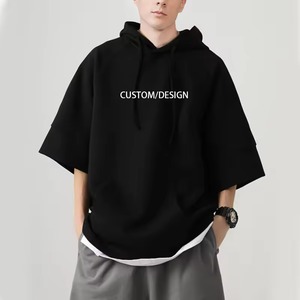 Sudadera con capucha extragrande para hombre, manga raglán, color liso, bolsillo frontal, 100% algodón French Terry, lavado vintage, efecto acid stone disponible - Product Image 3