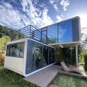 Diseño de cápsula de oficina portátil para uso en gimnasio Casa de cápsula prefabricada de acero para Airbnb Villa <span class=keywords><strong>Retiro</strong></span> al aire libre Farm Stay Apple Cabin House - Product Image 1