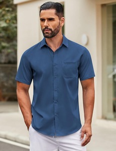 Custom Mens Short Sleeve Button Down <b>Shirt</b> Casual Dress <b>Shirt</b> With Pocket Lightweight Summer Top USA Market Custom OEM Wholesale - Product Image 2
