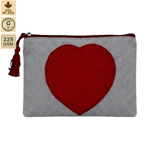 Pochette de toilette en jute et coton recyclé avec fermeture éclair 25x20x5 cm, logo personnalisé laminé, vente en gros, sac de voyage pour maquillage et beauté - Product Image 1