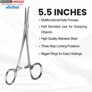 Pinzas Hemostáticas Kelly de 5.5 Pulgadas, Rectas, de Acero Inoxidable, con Mecanismo de Bloqueo y Trinquete, para Cirugía - Product Image 3