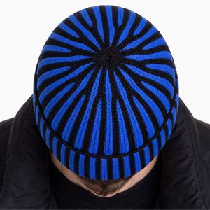 Gorro de punto a rayas de dos tonos para hombre, gorro de invierno con puño, ligero, transpirable, estilo urbano, unisex. - Product Image 5