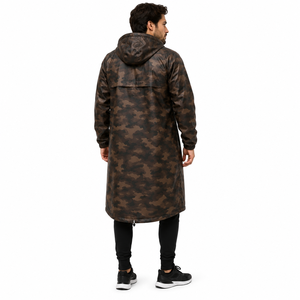 Veste de pluie imperméable à capuche longue camouflage marron personnalisée, coupe-vent, respirante, pour hommes et femmes, randonnée, pêche, camping - Product Image 4
