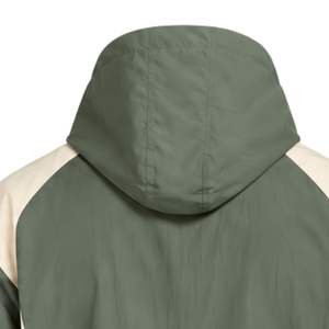 Mens Olive Green Neutral Colorblock Windbreaker <b>Hoodie</b> <b>Lightweight</b> Quarter Zip Pullover Jacket Outdoor Sports Casual Wear - Product Image 4