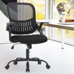Chaise de bureau ergonomique avec soutien lombaire, dossier mi-haut en maille, réglable en hauteur, pivotante, pour tâches de bureau, siège plus large pour cadres - Product Image 2