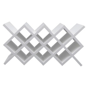 Organisateur de rangement pour 8 bouteilles de vin autoportant, motif losanges blancs, pour présentation – Support à bouteilles de vin en bois au motif diamant minimaliste - Product Image 1