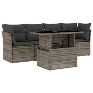 Grand ensemble de canapés de jardin en rotin PE gris avec housses amovibles - Product Image 2