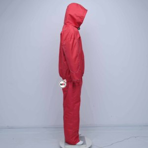 Ensemble de survêtement réfléchissant à capuche rouge We Run Sports, coupe-vent, longueur intégrale, 2 pièces, imperméable, polyester, sportif, unisexe, toutes saisons - Product Image 4