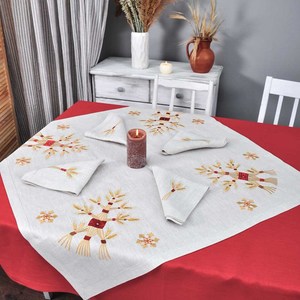 Set de table en lin de blé brodé à la main avec motif végétal, décoration neutre pour table à manger, pour la maison et les restaurants - Product Image 5