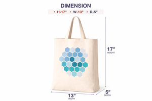 Sac fourre-tout en toile avec motif hexagonal bleu, design minimaliste, sac de shopping toutes saisons - Product Image 2