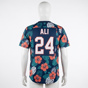 Camiseta de Béisbol Personalizada con Cuello Redondo, 100% Poliéster, con Nombre del Jugador Impreso, Manga Corta, para Equipo de Softbol, Estilo Hawaiano - Product Image 3