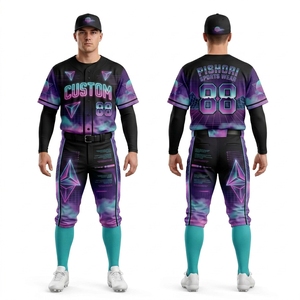 ชุดเสื้อเบสบอลและกางเกงสำหรับผู้ชายสีเขียวมะกอก โพลีเอสเตอร์ 100% แบบซับลิเมชั่น พร้อมออกแบบลายทีมและหมายเลขส่วนตัว - Product Image 2