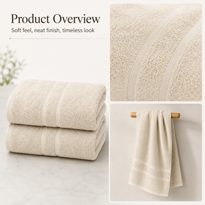 Serviette de bain de luxe 100% coton biologique certifié GOTS, douce et absorbante, pour hôtels et hôtellerie, 70x140 cm - Product Image 2